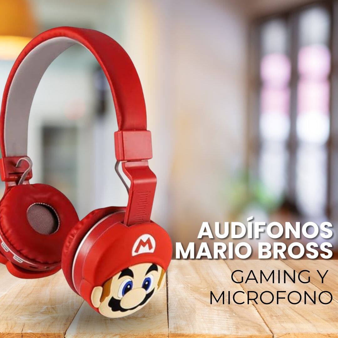 Audífonos Mario Bros (tipo Gaming con micrófono incorporado)