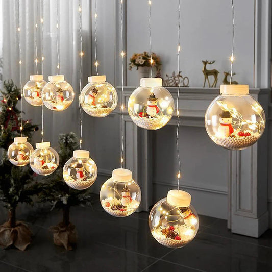 Cortina luces LED de 10 esferas navideñas