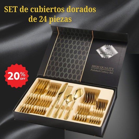 SET de cubiertos dorados (24 piezas)