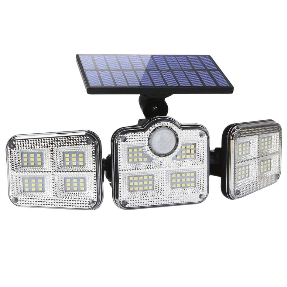 Reflector LED Solar Triple Cabezal (con Sensor de Movimiento)