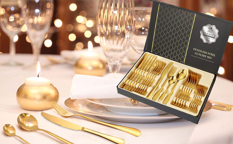 SET de cubiertos dorados (24 piezas)
